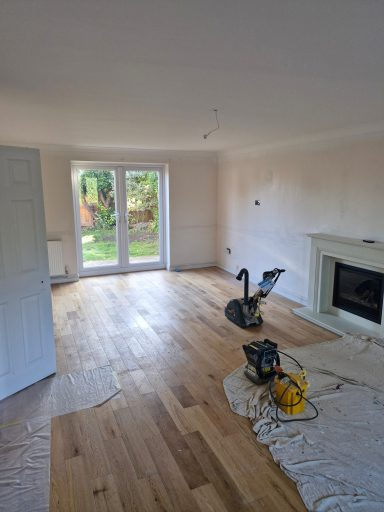 Wooden floor ready to sand — wooden floor sanding & sealing project in Lechlade (near Burford), Gloucestershire