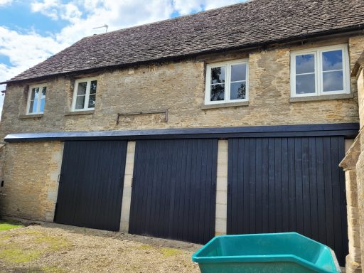Garage doors revitalised — exterior painting project in Kintbury (near Hungerford), Berkshire