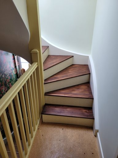 Stairs stained and papered — wallpapering project in Dursley (near Cheltenham), Gloucestershire